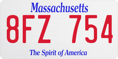 MA license plate 8FZ754