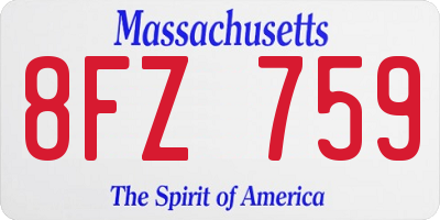 MA license plate 8FZ759