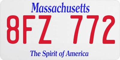 MA license plate 8FZ772