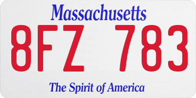 MA license plate 8FZ783