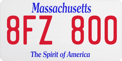 MA license plate 8FZ800