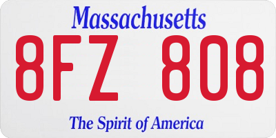 MA license plate 8FZ808