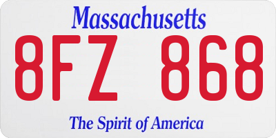 MA license plate 8FZ868