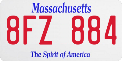 MA license plate 8FZ884