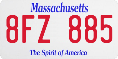 MA license plate 8FZ885
