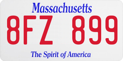 MA license plate 8FZ899