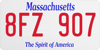 MA license plate 8FZ907