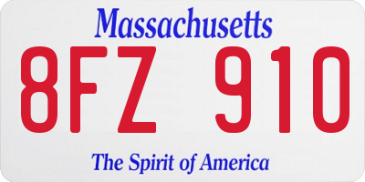 MA license plate 8FZ910
