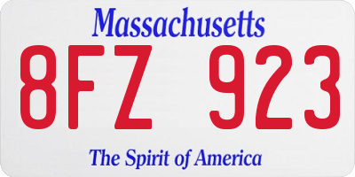 MA license plate 8FZ923