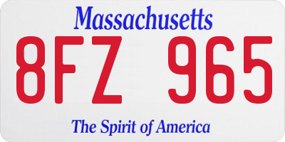 MA license plate 8FZ965
