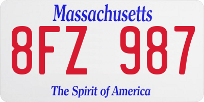 MA license plate 8FZ987