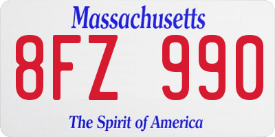 MA license plate 8FZ990