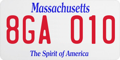 MA license plate 8GA010