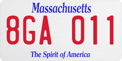 MA license plate 8GA011