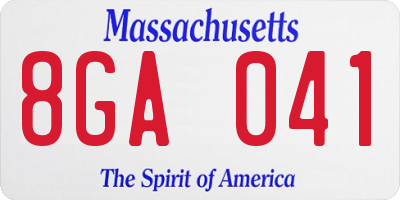 MA license plate 8GA041