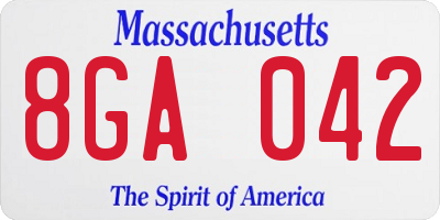 MA license plate 8GA042