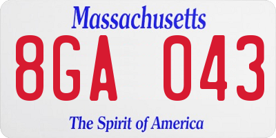 MA license plate 8GA043