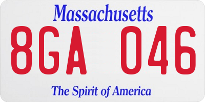 MA license plate 8GA046