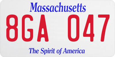MA license plate 8GA047