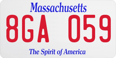 MA license plate 8GA059