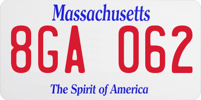 MA license plate 8GA062