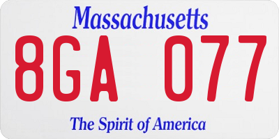 MA license plate 8GA077