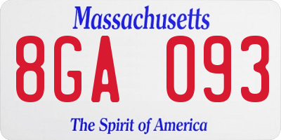 MA license plate 8GA093