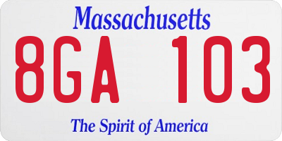 MA license plate 8GA103