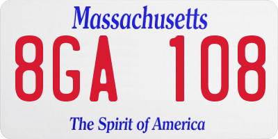 MA license plate 8GA108