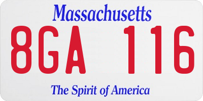 MA license plate 8GA116