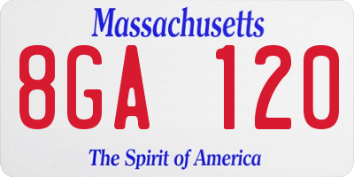 MA license plate 8GA120