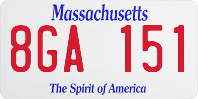 MA license plate 8GA151