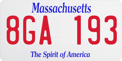 MA license plate 8GA193