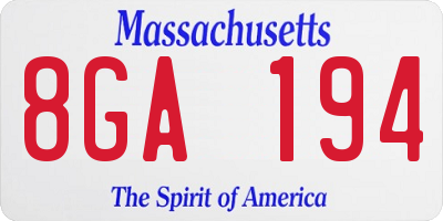 MA license plate 8GA194