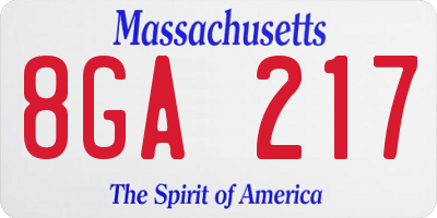 MA license plate 8GA217
