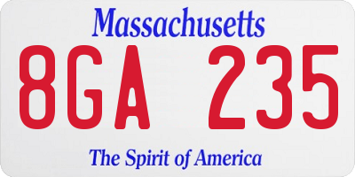 MA license plate 8GA235