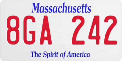 MA license plate 8GA242