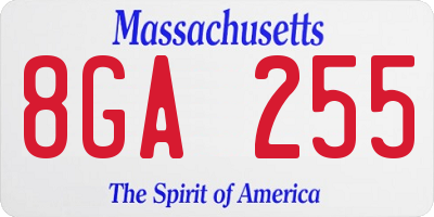 MA license plate 8GA255