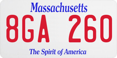 MA license plate 8GA260