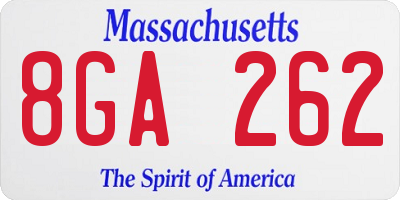 MA license plate 8GA262