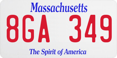 MA license plate 8GA349