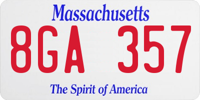 MA license plate 8GA357