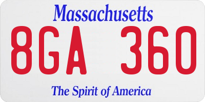 MA license plate 8GA360