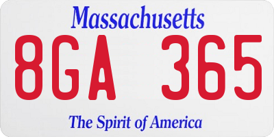 MA license plate 8GA365
