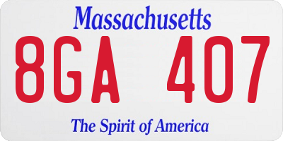 MA license plate 8GA407