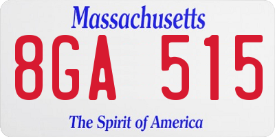 MA license plate 8GA515