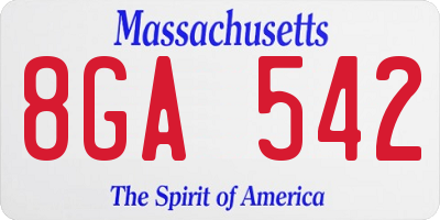 MA license plate 8GA542