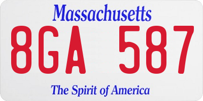 MA license plate 8GA587