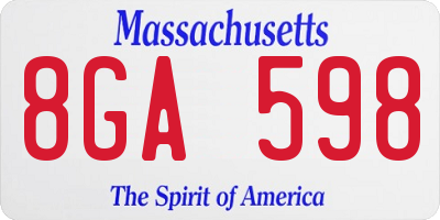 MA license plate 8GA598