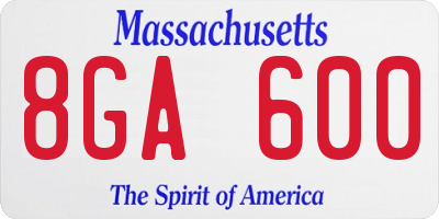 MA license plate 8GA600